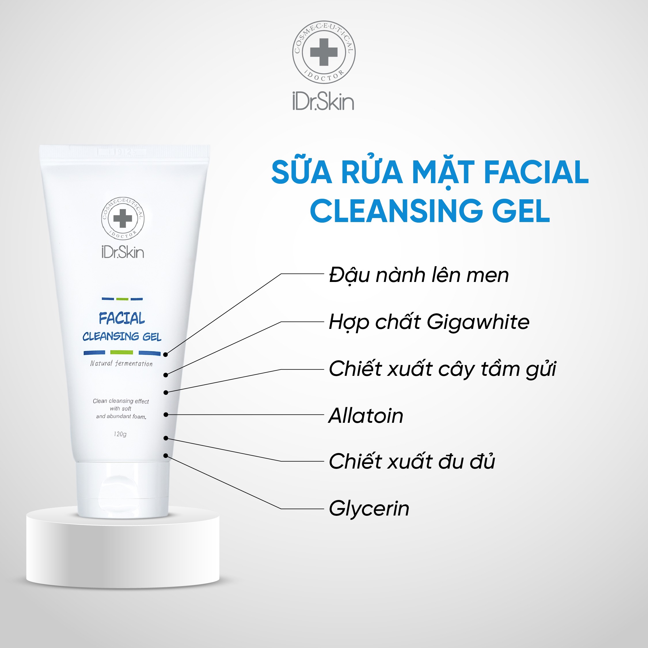  Sữa rửa mặt lên men Facial Cleansing Gel IDr.Skin