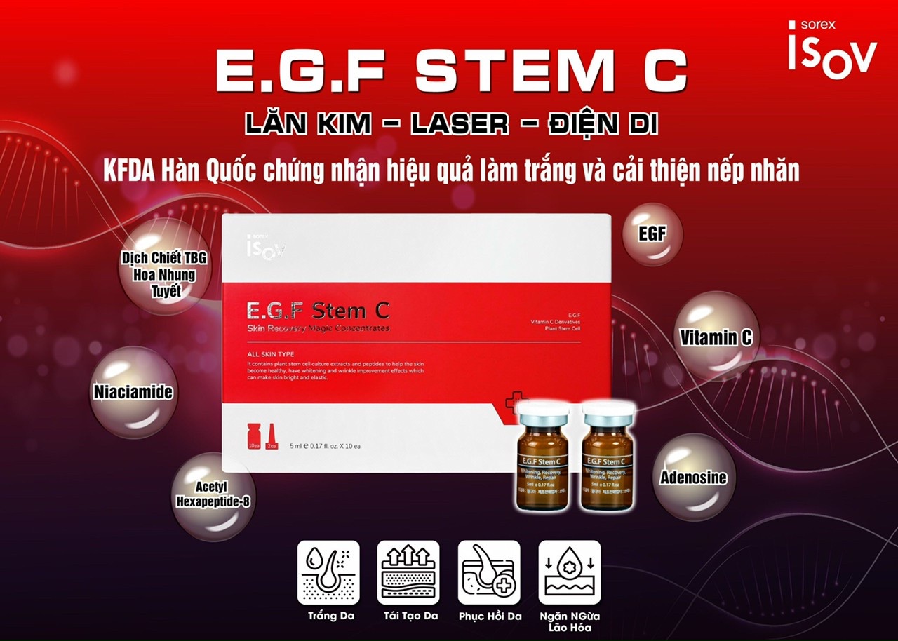  Tế bào gốc tái tạo trị nám chống lão hóa EGF STEM C Isov (10x5ml) 
